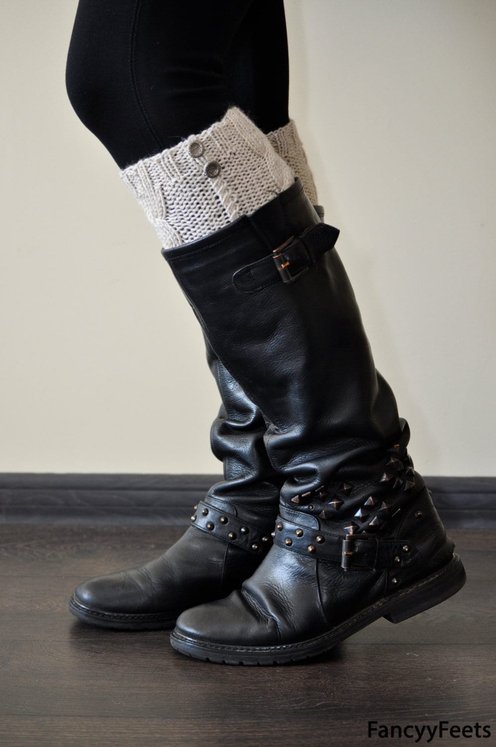 Hand Knitted Crocheted Light Beige Leg Warmers, Winter Legwarmers, boot cuffs,boot socks, Winter Accessories