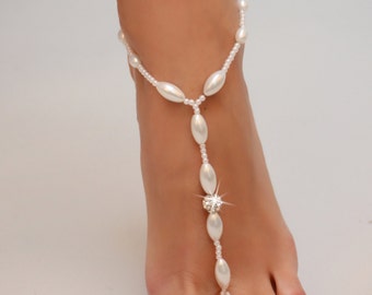 Barefoot Sandals, Beaded barefoot sandals, Beach wedding Barefoot Sandal, Pearl Barefoot shoes, Bridal Barefoot Sandals, footless sandal