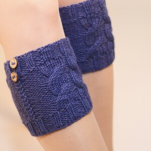 Hand Knitted Crocheted Blue Leg Warmers, Winter Legwarmers, boot cuffs,boot socks, Knit Accessory, Winter Accessories