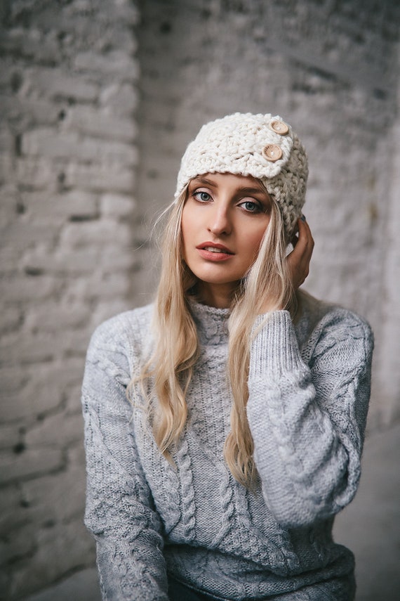 Knitted Headband, Chunky Ear Warmer Women, Winter Earmuff  display picture 2