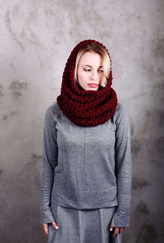 Chunky Cowl Scarf Shawl Hood Hood scarf Crochet hood scarf | Etsy