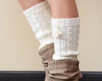 Hand Knitted Crocheted Leg Warmers, Winter Legwarmers, boot cuffs,boot socks, Knit Accessory, Winter Accessories