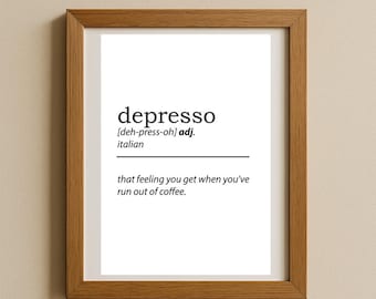 Coffee Lover Digital Wall Art 'Depresso'