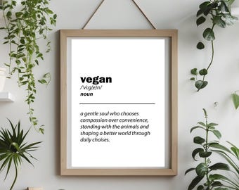 Vegan Definition Quote Wall Art Printable Digital Download Minimalist Wall Art