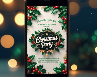 Christmas Party Invitation Mobile Phone Editable Template