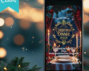 Christmas Dinner Invitation Mobile Phone Editable Template