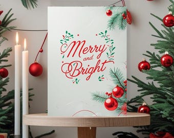 Merry and Bright Minimalist Christmas E-Card Wall Art