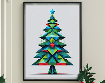 Geometric Christmas Tree Minimalist E-Card Wall Art