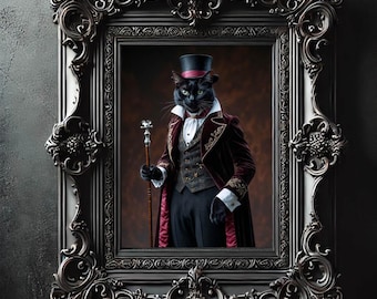 Black Cat Vampire Gothic Portrait DIgital Art