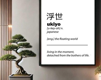 Ukiyo Japanese Philosophy Saying Digital Download Wall Art