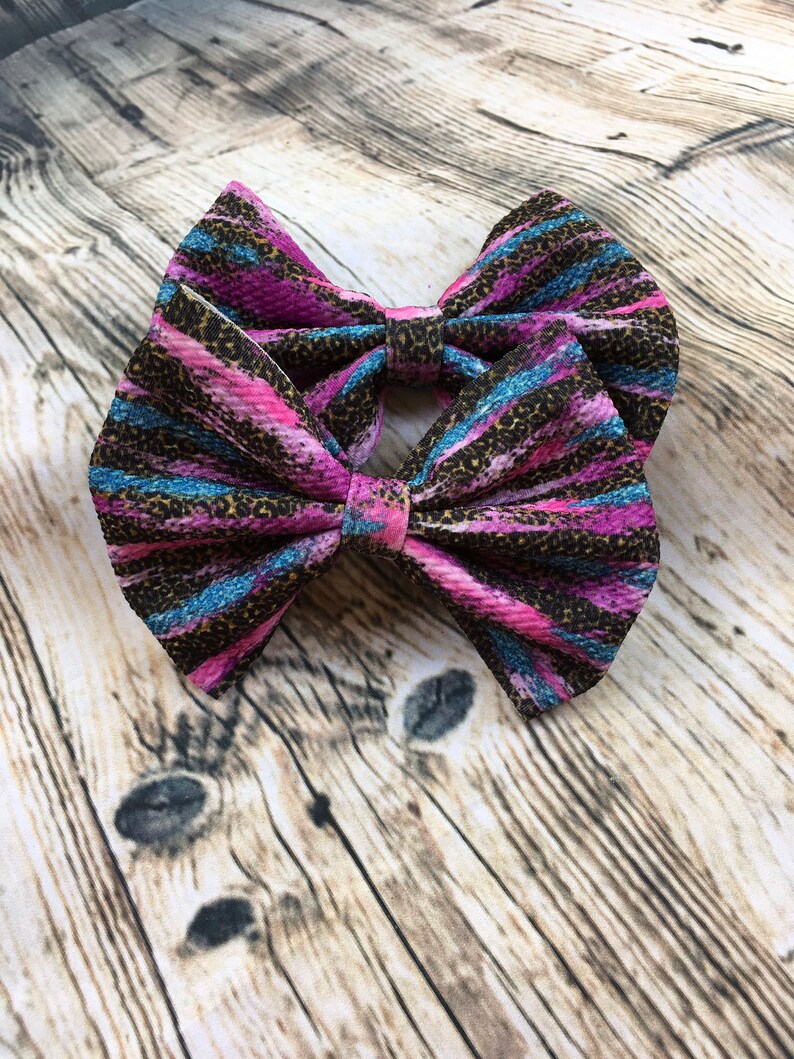 colorful bow clip. adorable bow Brush strokes bow bullet hairbow fabric bow kids hair bow headband