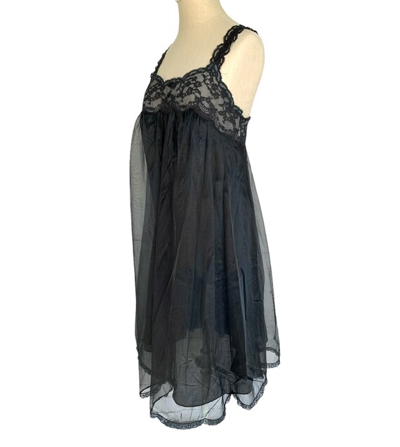 Vintage nightie sleep dress Warners 60s 70s black… - image 3