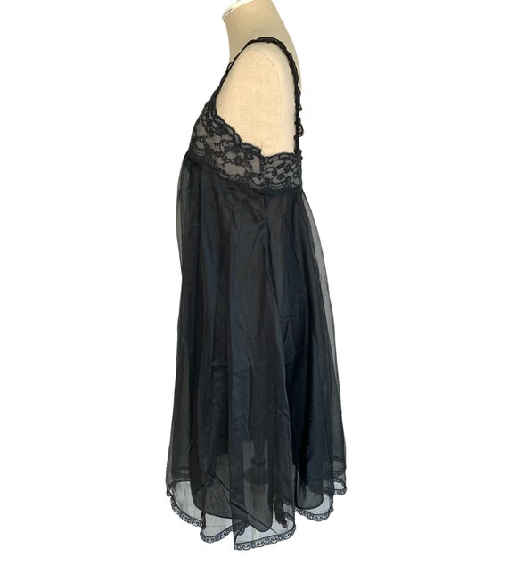 Vintage nightie sleep dress Warners 60s 70s black… - image 4