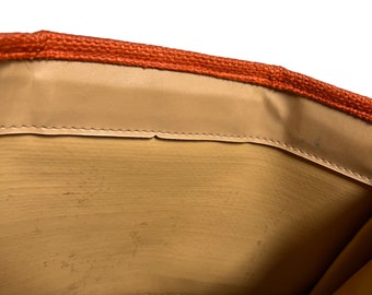 Vtg Clutch Purse Orange Woven Metal Frame Burlington Handbags