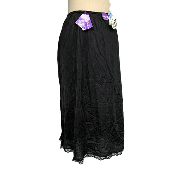 Warners skirt slip antron nylon solid black lace … - image 1