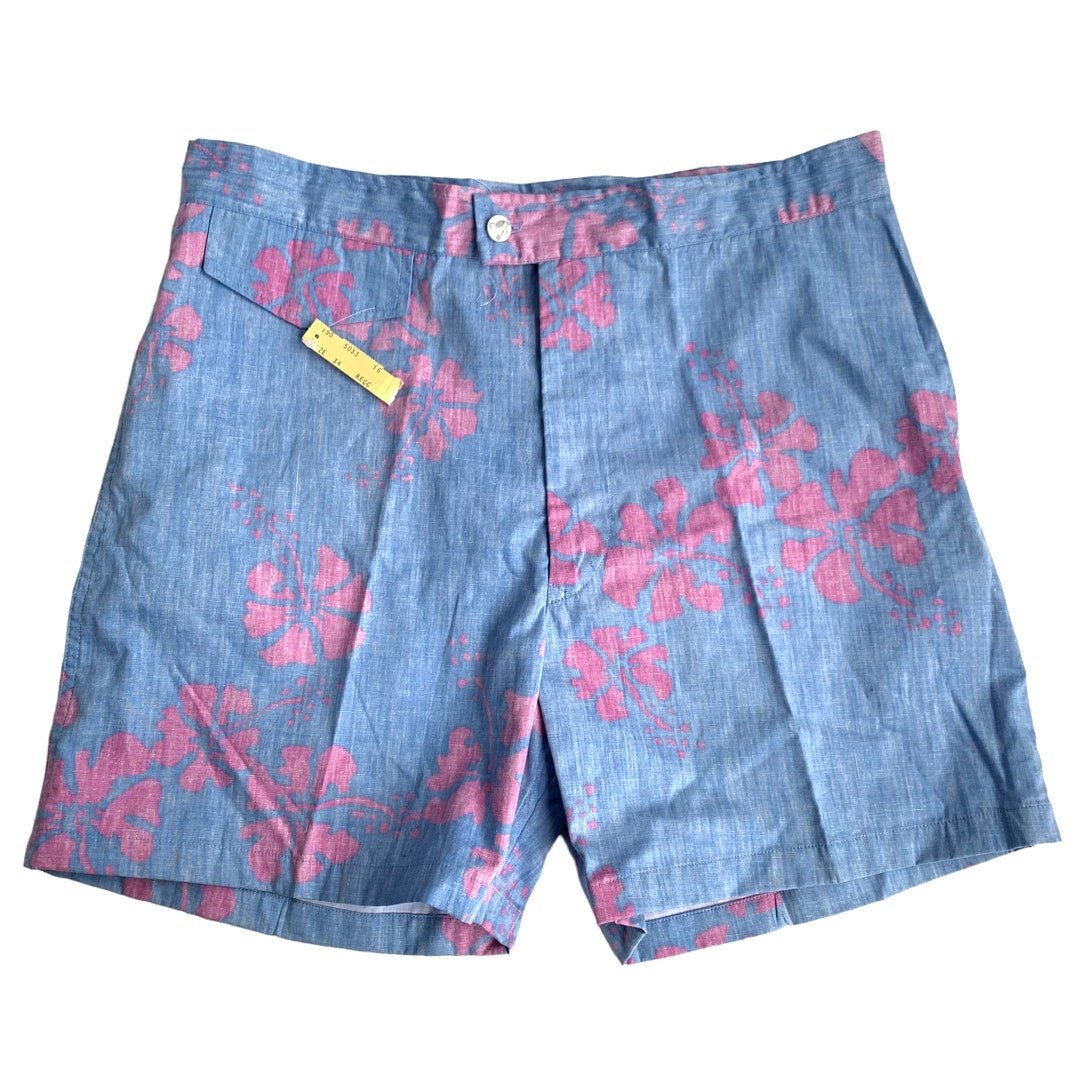 Vintage Reyn Spooner Shorts Late 80s 1980s Blue Pink Hibiscus - Etsy