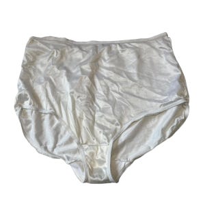 Vintage panties womens large white nylon shiny satin high waisted rise knickers granny panties underwear intimates