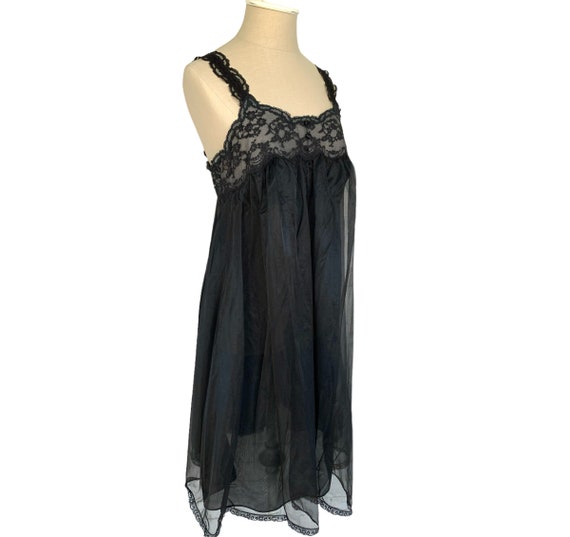 Vintage nightie sleep dress Warners 60s 70s black… - image 7