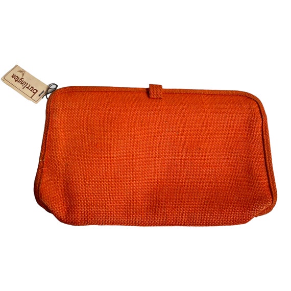 Vtg Clutch Purse Orange Woven Metal Frame Burlington Handbags