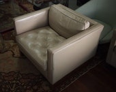 RARE Mies van der Rohe LOUNGE CHAIR Arm Club Armchair, Gray Grey Greige Taupe Leather, Mid-Century Modern danish eames knoll era