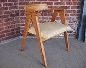 Rare Early KNOLL Captain 39 s Compass Arm Chair Armchair, Oak Vinyl, Pierre Jeanneret Sorensen Risom Allan Gould Mid-Century Modern eames era