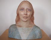 Original NADINE KARNOW Ceramic BUST Female Woman, 13 quot High, Studio Pottery Mid-Century Modern folk art sculpture portrait bitossi eames era