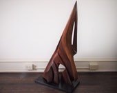 Original BARBARA ARUM Abstract Carved Wood SCULPTURE 41x23x11 quot , Solid Walnut, Mid-Century Modern Art eames knoll noguchi era