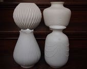3 Available Vintage German OP ART VASE, Matte White Bisque Porcelain Ceramic Pottery Mid-Century Modern raymor danish eames knoll dansk era