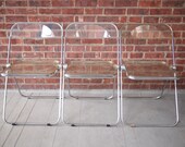3 Available Vintage 1960s PLIA FOLDING CHAIR Anonima Castelli, Chrome Acrylic Plastic, Mid-Century Modern Italian danish eames knoll era