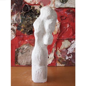 SCULTURA astratta espressionista vintage DAVID BLUMER 20" alta gesso bianco figurativo arte moderna di metà secolo era eames knoll