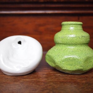 Lot of 5 Vintage WEED POT VASE Studio Pottery Closed Form, Crushed, Lime Green, Yellow, Mid-Century Modern raymor bitossi eames knoll era image 7