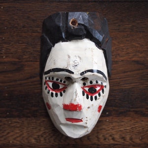 Vintage MEXICAN DANCE MASK 8 Guerrero, Carved Wood Colorful Folk Art mid-century modern outsider brut tribal primitive eames era image 1