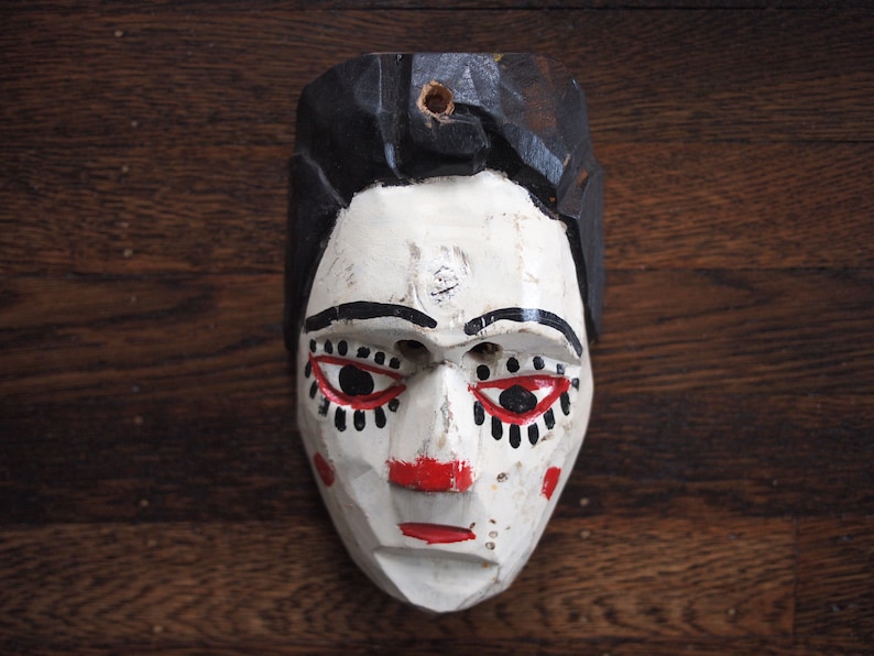 Vintage MEXICAN DANCE MASK 8 Guerrero, Carved Wood Colorful Folk Art mid-century modern outsider brut tribal primitive eames era image 1