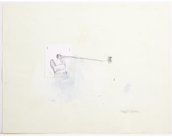 Original 1998 CLINT GRIFFIN DRAWING 20x26" Mixed Media / Paper Abstract Expressionist Contemporary Modern Art figurative outsider folk