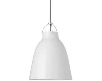 2 Available: Fritz Hansen CARAVAGGIO P2 PENDANT Ceiling LAMP, Gloss White, 10" Dia. Danish Mid-Century Modern Scandinavian Minimalist