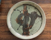 Rare Vintage JACK TROY CHARGER 1972 Large Studio Pottery Ceramic 19 quot Plate Abstract Mid-Century Modern heino voulkos eames knoll era
