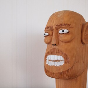 Original SULTON ROGERS Folk Art SCULPTURE Hand-Carved Wood Bust, 10 High, Man Male Portrait Modern outsider art brut Black African American image 8