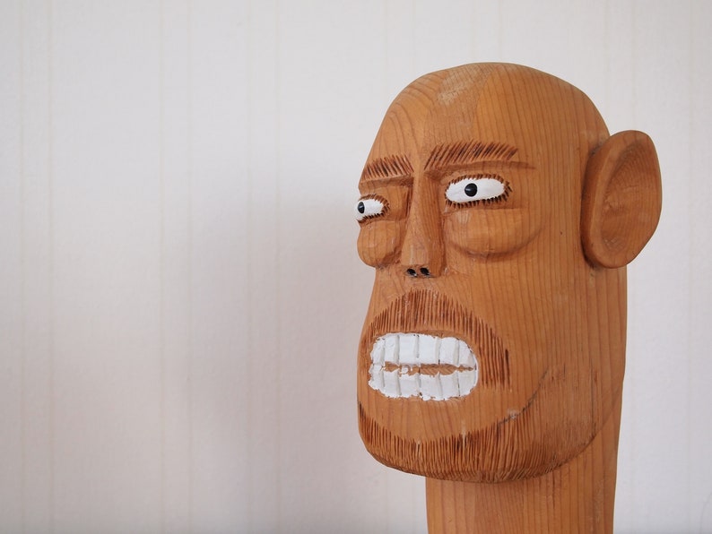 Original SULTON ROGERS Folk Art SCULPTURE Hand-Carved Wood Bust, 10 High, Man Male Portrait Modern outsider art brut Black African American image 8