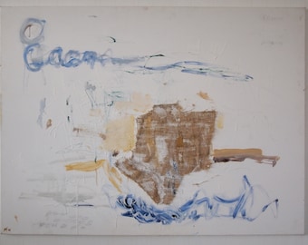 Original MATT HIGGINS Abstract Expressionist PAINTING 36x48" Mixed Media / Canvas, Large-Scale Art, Mid-Century Modern cy twombly eames era