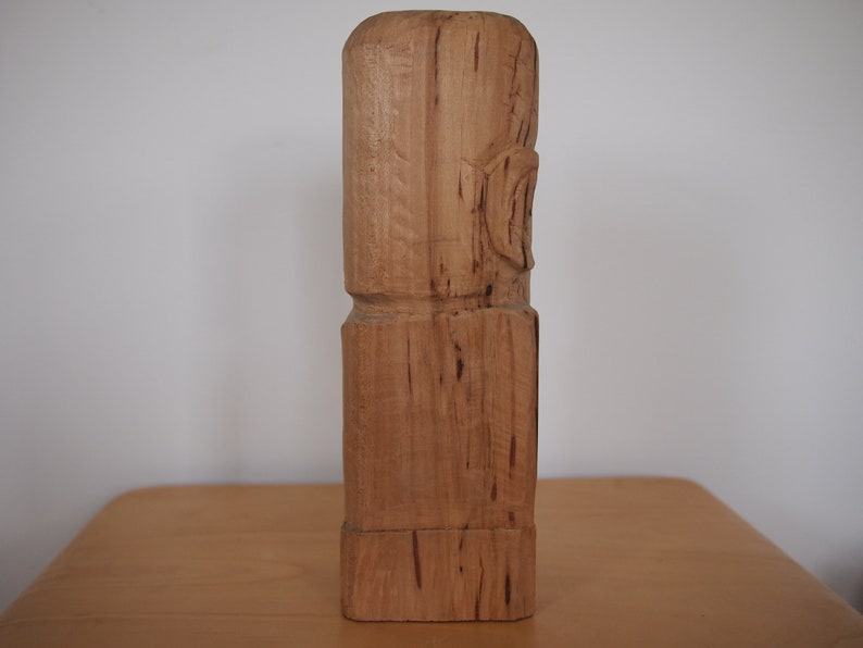 12 High FRED GERBER Hand-Carved Wood SCULPTURE Phallic Man Bust Portrait Carving Modern Folk Outsider Art Brut wooden eames era