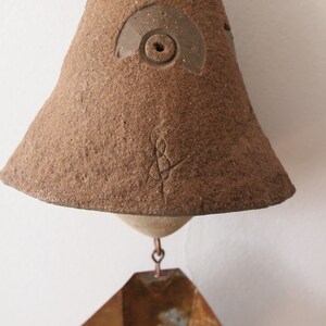 Vintage PAOLO SOLERI Ceramic BELL Wind Chime, 4.5 Cone Abstract Design Clay Copper Mid-Century Modern Art sculpture Italian eames knoll era image 3