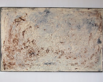 Original Doren ABSTRACT EXPRESSIONIST PAINTING 35x56" Large Acrylic / Board Framed Impasto Mid-Century Modern Art pollock eames knoll era