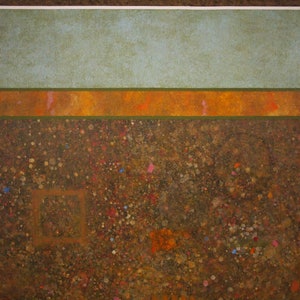 Original ELWOOD HOWELL 1974 Abstract PAINTING 5'x5' Huge Large Big Canvas, Landscape, Earthtones, Mid-Century Modern rothko eames era image 3