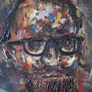 Original 1963 JOEL MARTIN Portrait PAINTING 28x38 Oil / Canvas, Impasto Expressionist Man Glasses Mid-Century Modern Art abstract eames era image 6