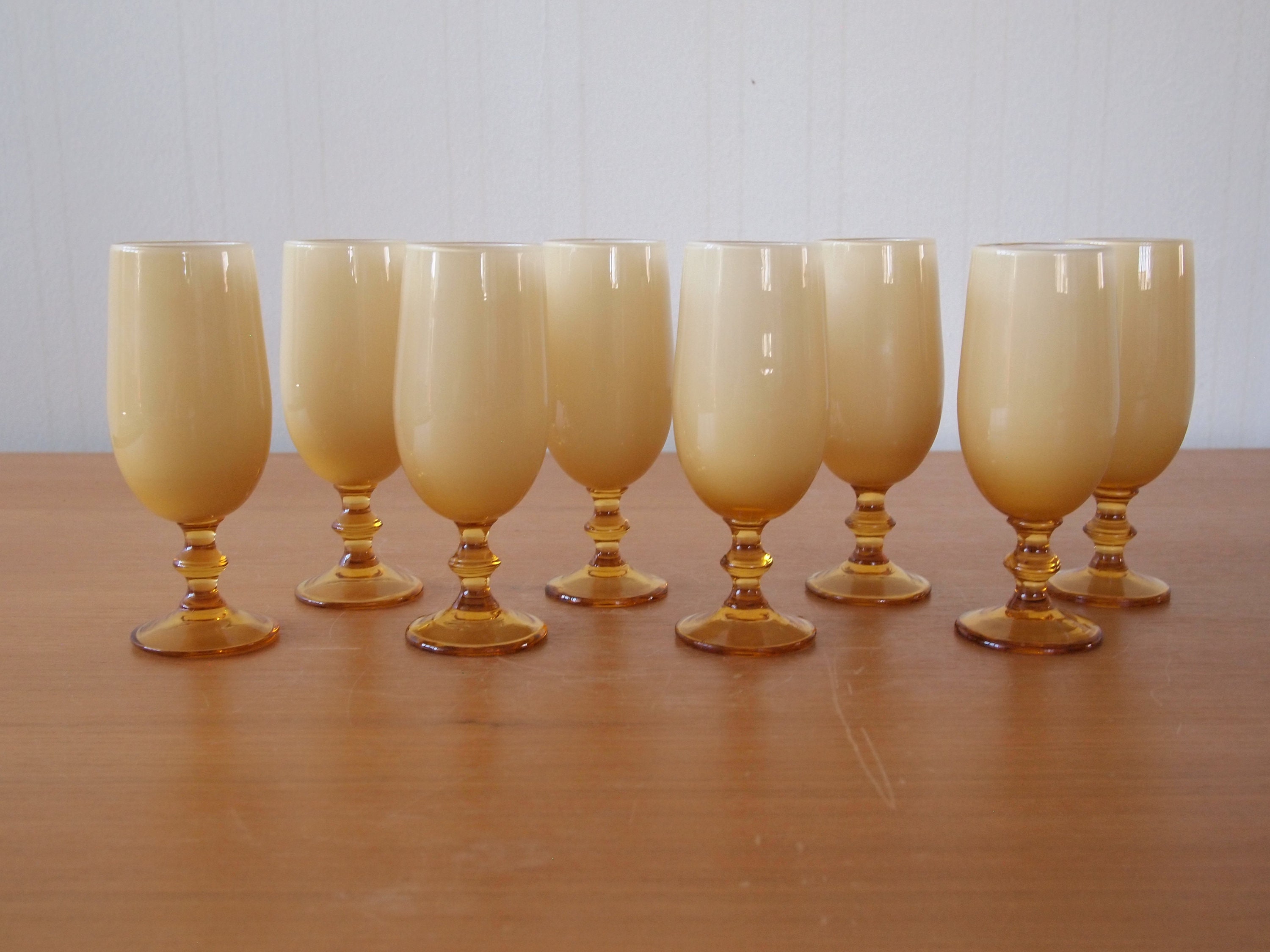 Set of 8 Carlo Moretti Modern Heavy Blown Glass Drinking Glasses