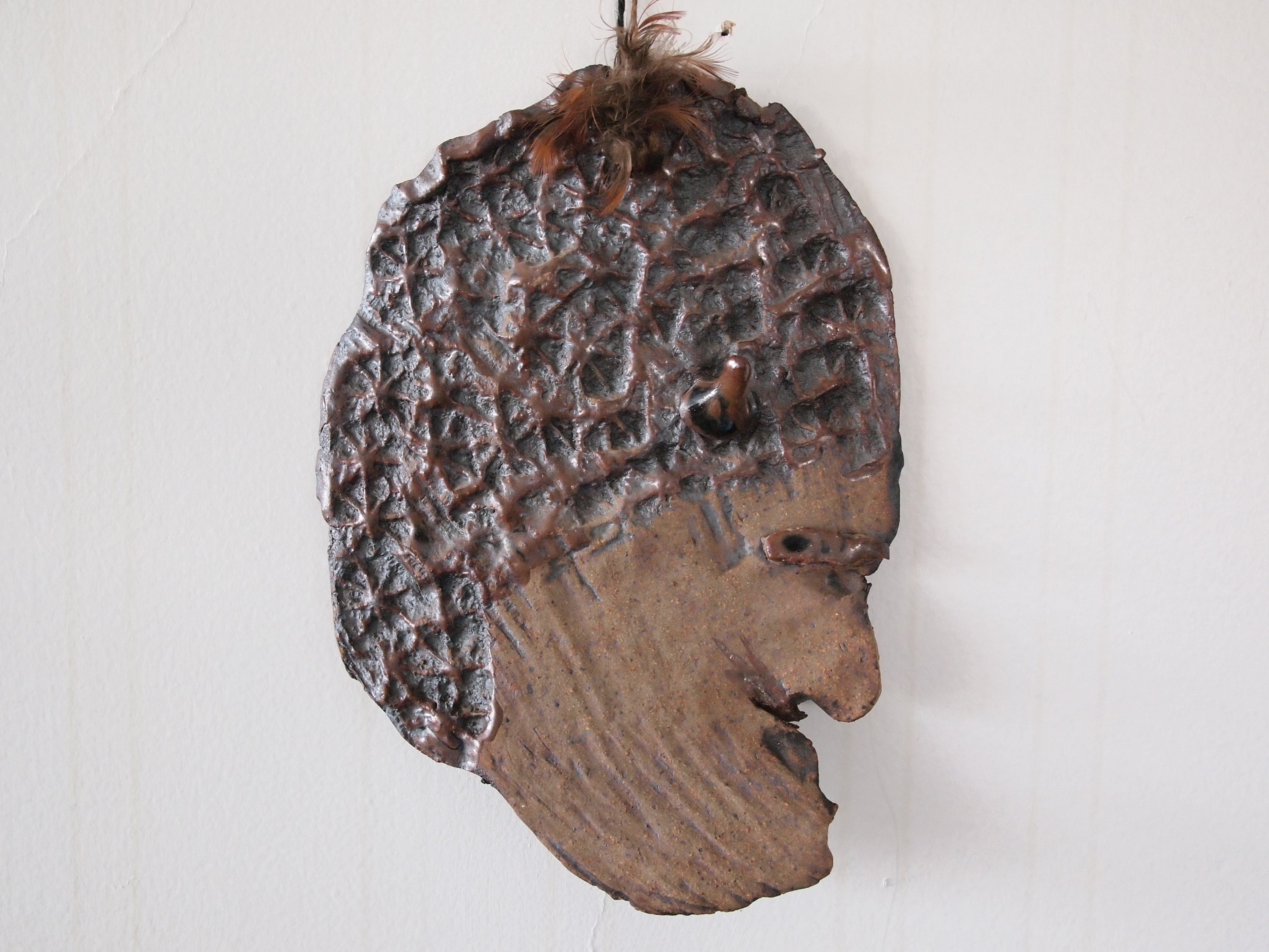 Original LOUIS MENDEZ Ceramic FACE Mask Wall Sculpture 10x7