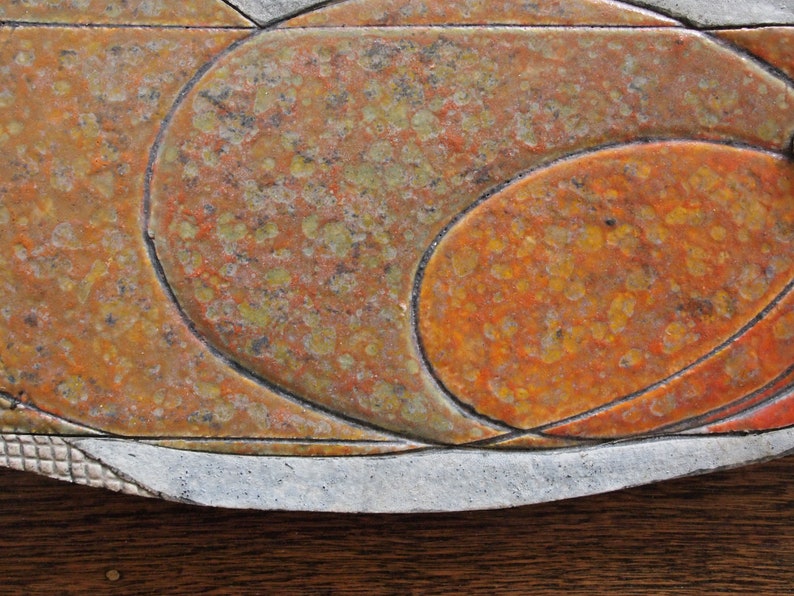 Original RICHARD M. LINCOLN Ceramic Plate, 8x15 Studio Pottery Platter Dish RML Abstract Shakespeare King Mid-Century Modern eames knoll image 5