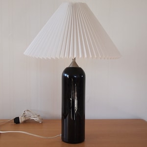 Vintage HOLMEGAARD Blown GLASS Table LAMP Black 22.5&quot; High, Royal Copenhagen Michael Bang Skala Mid-Century Danish Modern eames knoll era