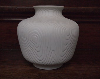 Vintage German OP ART VASE Hutschenreuther Matte White Bisque Porcelain Ceramic Pottery, Mid-Century Modern bitossi raymor eames knoll era