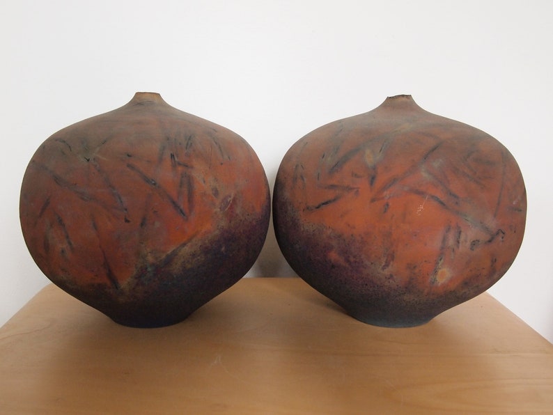 Rare WESLEY Wes ANDEREGG Weed POT 8x7.5, Bud Vase Raku Mid-Century Modern studio pottery ceramic feelie raymor bitossi cabat eames era image 8